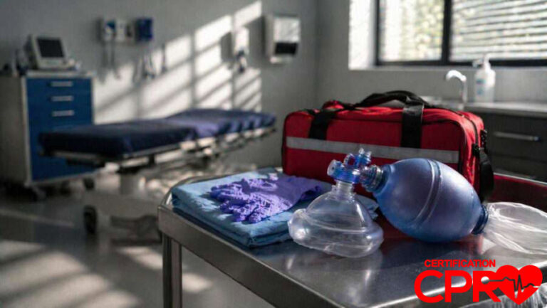 CPR training equipment in a medical classroom setting in Jacksonville.